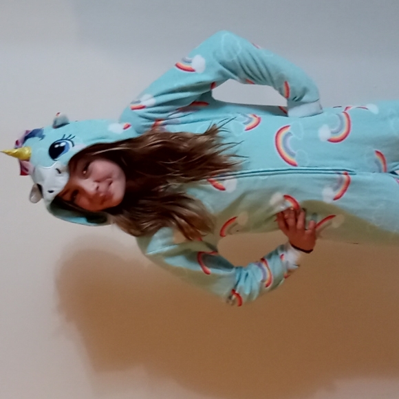 Big Girl's,Super Soft & Cute,Mint Green,🌈 Unicorn🦄,Hooded,Onsie, Zip Down,PJ's - Picture 5 of 17